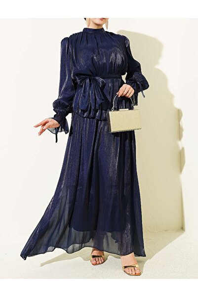 Lavanta Tekstil Βραδινό Φόρεμα με Ελαστική Φούστα στον Αστράγαλο και Σετ Δύο ...