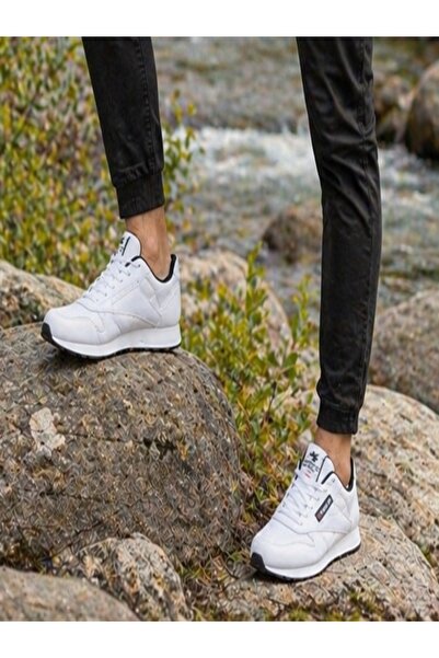 STAR STEP Men's White Black Lace-Up Daily Comfortable Casual Comfortable Ligh...