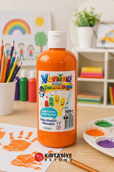 Venino 500 ml Turuncu Parmak Boya - Kolay silinebilir , iz bırakmaz