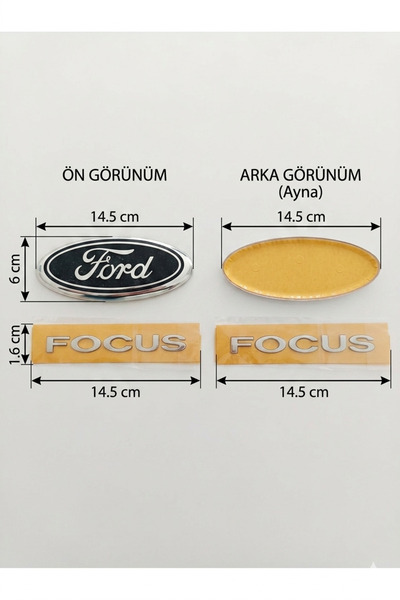 restinal Focus 2 2.5 Hatchback Bagaj Yazısı Arka Arma Logo 2’li Set 2005-2011...