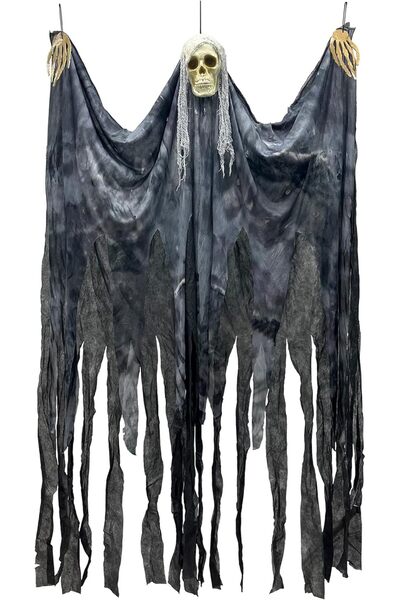 Smiffys Party Magic Halloween Skull Design Curtain, 1.4m x 0.02cm x 1.53m, Mu...
