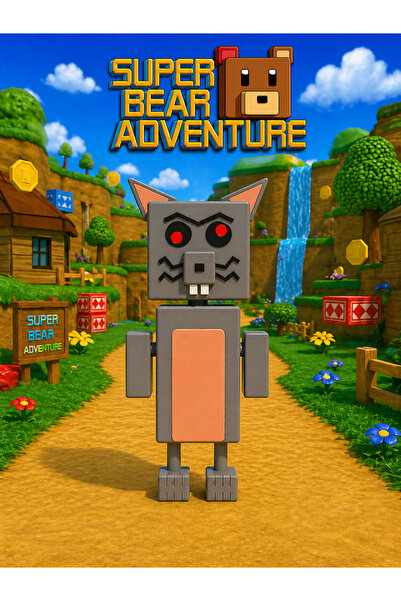 Suelo Butik Özel Tasarım Gri Fare Super Bear Adventure Karakter Figür Oyuncak...