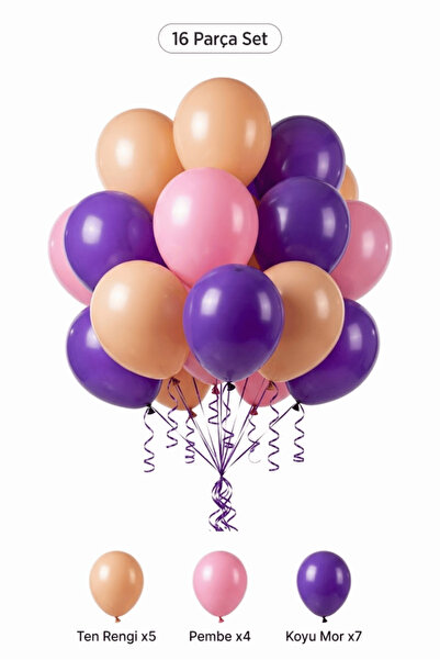 BALOMİS Dark Purple Skin Color Balloon Set 16 Pieces Adult Birthday Party Dec...