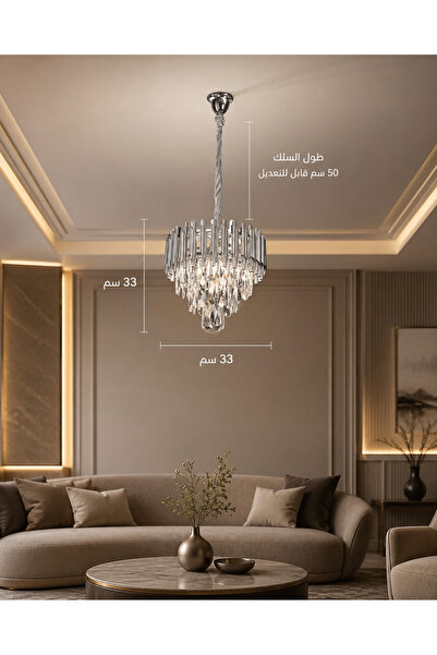 Grecia Reson Crystal Chandelier in Atlantic Silver Color