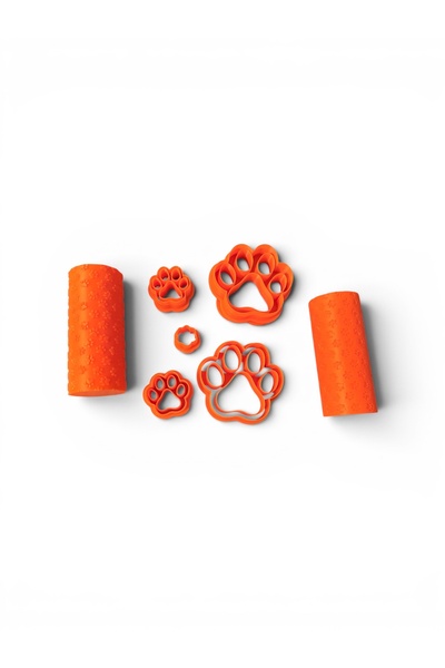 Major Hobi 3D Printing Paw Print Pattern Play Dough Roller and Cookie Mold Set