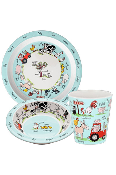 Tyrrell Katz Melamine Food Plate, Bowl and Drinking Cup - Farmyard