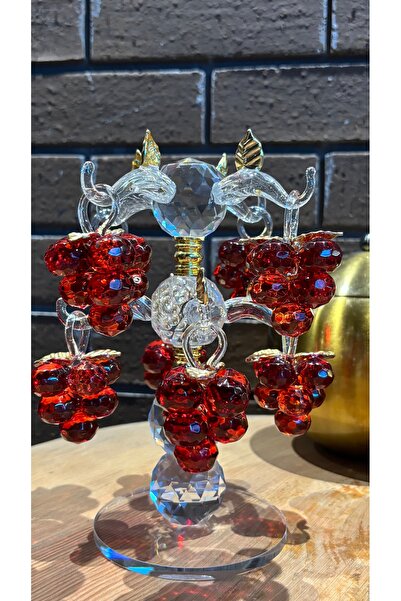 Ozk atelier Dekoratif Kristal Cam Sekizli Salkım Üzüm Kırmızı