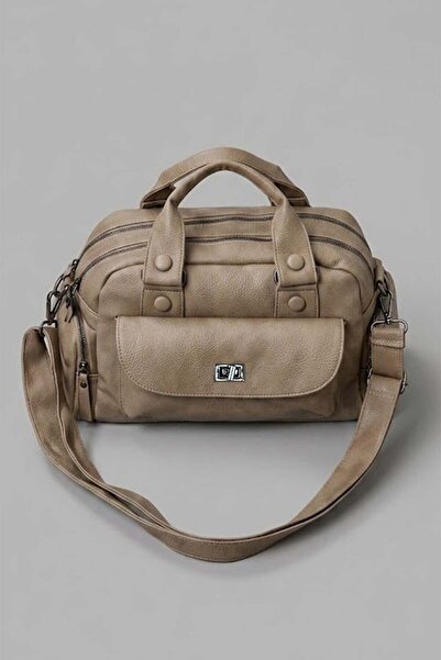 Köstebek Μπεζ δερμάτινη τσάντα ώμου πολλαπλών θέσεων, που πλένεται