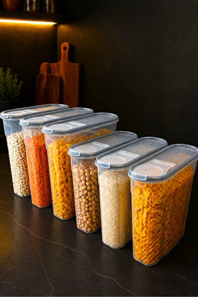 SWENCRAFT 6 Litre 3 Adet 4 Litre 3 Adet Erzak Bakliyat Saklama Kabı Kiler Box 6 'li Set Lüks Şık Kutu Gri Renk 6 ADET