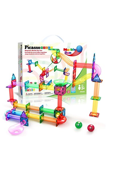 PICASSO & CO Set magnetic de construit, Circuit pentru bile, Picasso, 40 pies...