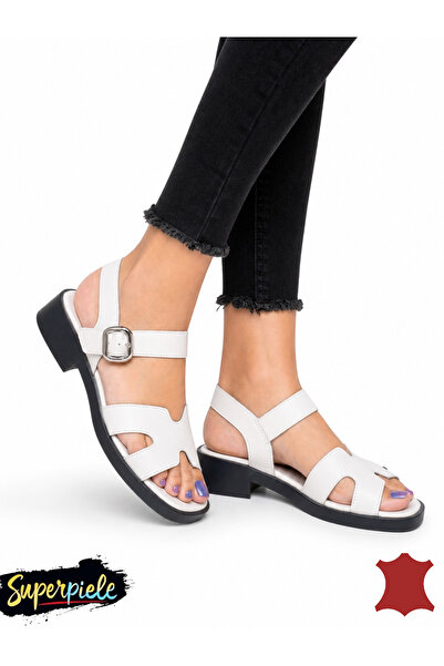 ANGEL BLUE Γυναικεία σανδάλια από φυσικό δέρμα με μικρό τετράγωνο τακούνι και...