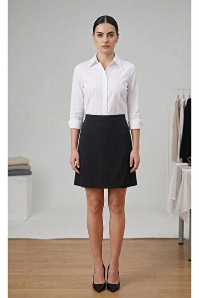 SALTİX Women's Classic Black Mini Fabric Skirt