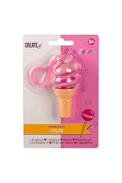 Create It Luciu de buze parfumat cu breloc, Model inghetata, Pentru copii, Roz