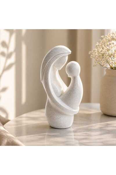 Metalfix Modern Anne Bebek Biblo – Minimal Taş Dokulu Dekoratif Heykel | Prem...