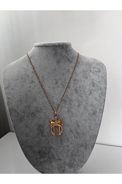 MODA Kararmaz çelik Burgulu altın zincir kolye üstüne kurdeleli gramlık