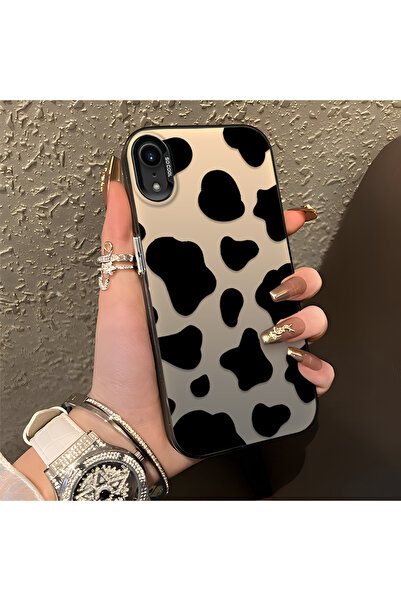 PATTERNOVA iPhone XR Uyumlu Yüksek Kalite İnek Desenli Kılıf, Sert Silikon Sa...