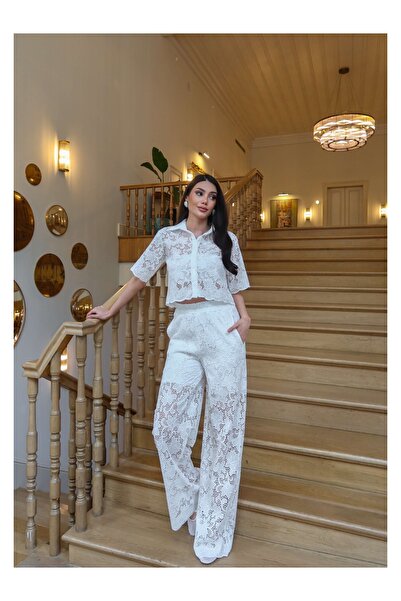 ESRAHELVACI Σετ παντελονιού και πουκάμισου με επένδυση από γκιπούρ