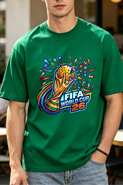 Fleck تيشيرتات رجالية بتصميم كاجوال بشعار كأس العالم لكرة القدم 26 لعشاق الري...