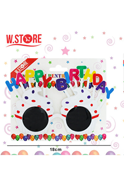 Re Happy Birthday Glasses, Cream Cupcake Pattern with Colorful Letters, Fun P...