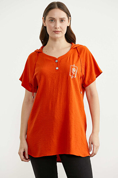 Sementa Μπλούζα με κουκούλα Krep Comfortable Fit - Πορτοκαλί