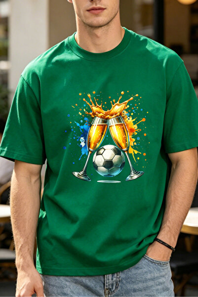 Fleck Casual Style Men's T-Shirts Football Champagne Celebration Design For E...