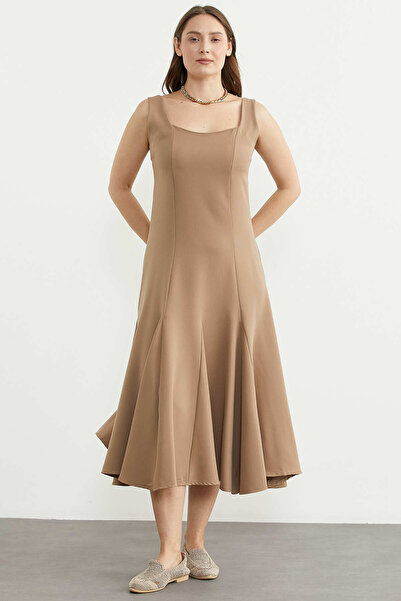 Sementa Φόρεμα μίντι από χτενισμένο βαμβάκι με χοντρές τιράντες - Βιζόν