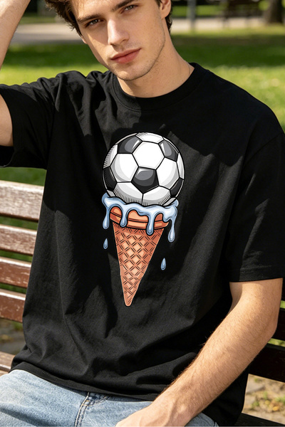 Fleck Casual Style T Shirts For Men Soccer Ball Ice Cream Personalized Shirts