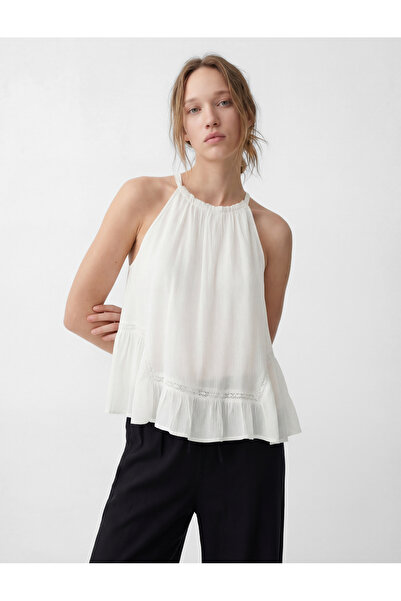 Koton Μπλούζα από βισκόζη με φλουριστό τελείωμα και αμάνικο λαιμόκοψη halter