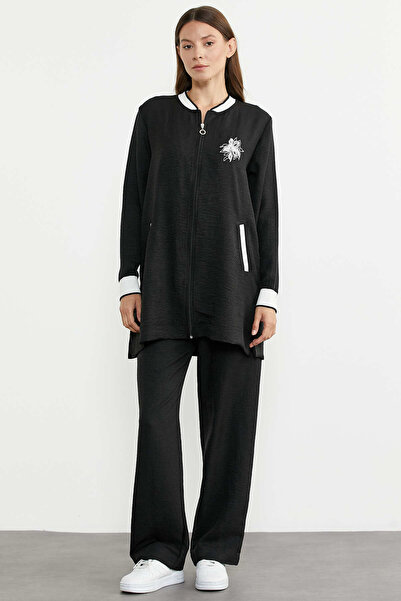 Sementa Σετ Λινό Στυλ Διπλό Τουνίκ - Μαύρο