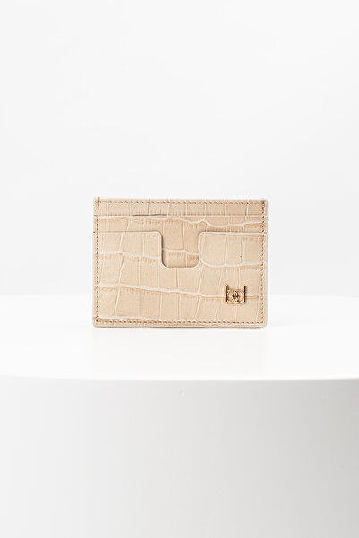 BAYDERİ Owpi Crocodile Leather Minimal Unisex Κρέμα Θήκης Καρτών