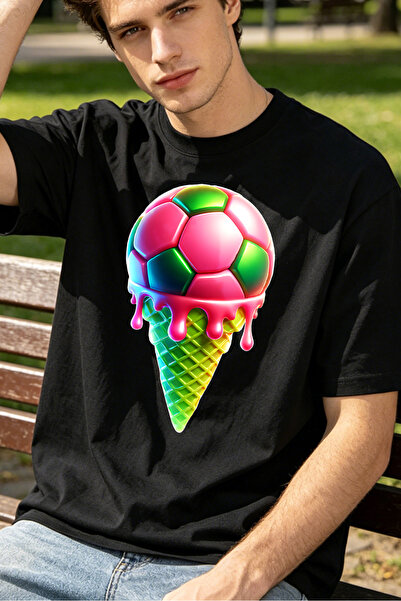 Fleck Casual Style T Shirts For Men Colorful Ice Cream Soccer Ball Personaliz...