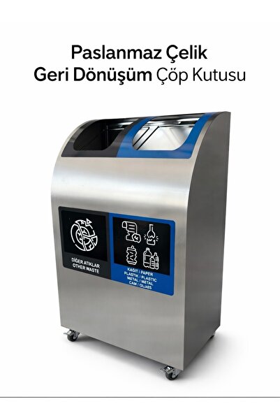 PAKS METAL PASLANMAZ GERİ DÖNÜŞÜM ÇÖP KOVASI
