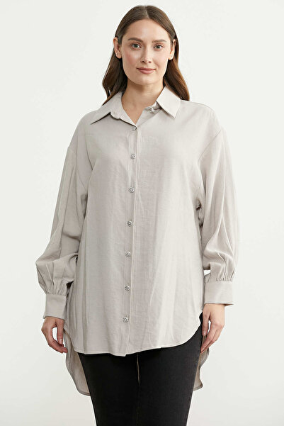 Sementa Tencel Long Back Oversize Shirt - Stone