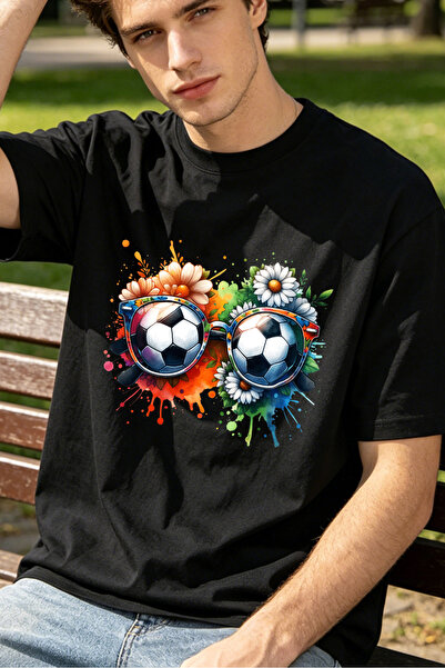 Fleck Casual Style T Shirts For Men Soccer Ball Sunglasses Floral Design Pers...