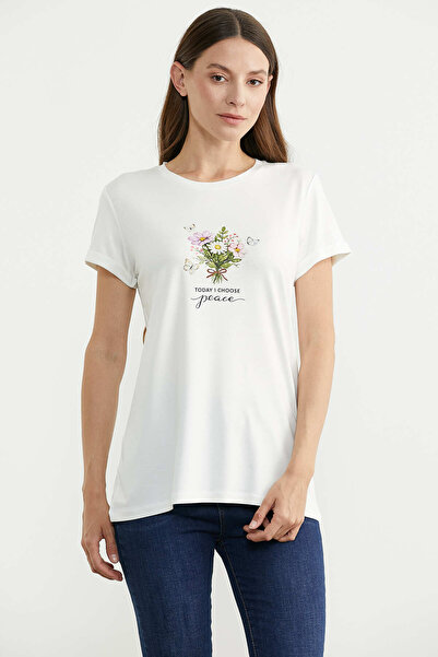 Sementa Κοντομάνικο μπλουζάκι με λεπτομέρεια εκτύπωσης - Εκρού