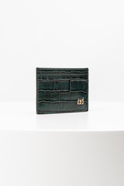BAYDERİ Suport pentru carduri Owpi din piele de crocodil, minimalist, unisex, verde