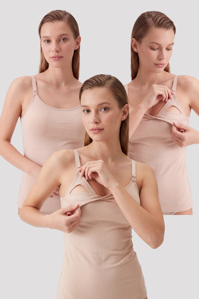 Arma Yıldız Women's Cotton Covered Breastfeeding Undershirt, Skin-Friendly, N...