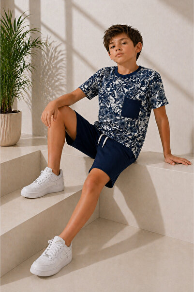 Beka Kids Αγορίστικο κοντομάνικο σετ με σχέδιο και λεπτομέρεια τσέπης, καλοκα...