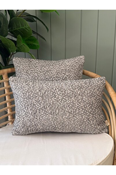 Decamor home Κάλυμμα μαξιλαριού με μποέμικο πλεκτό σχέδιο σε γκρι χρώμα, 1 τε...