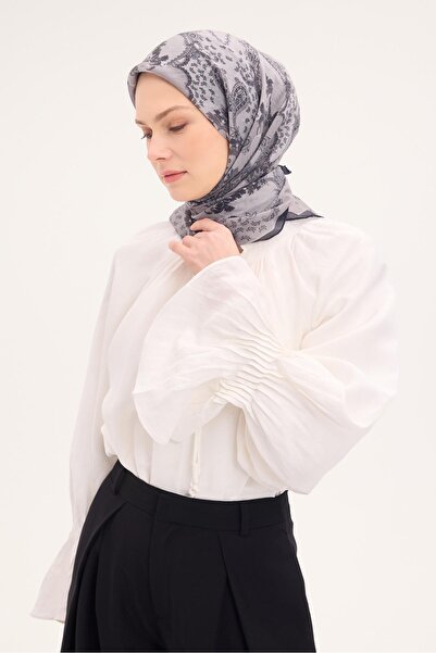 Silk Home وشاح تينسل مونار بنمط شال باللون الرمادي الفاتح 90x90