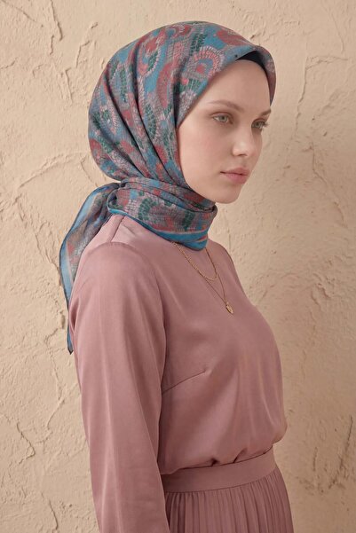 Silk Home Μαλακό Κασκόλ με Μοτίβο Μελωδίας Μπλε του Ουρανού 90x90