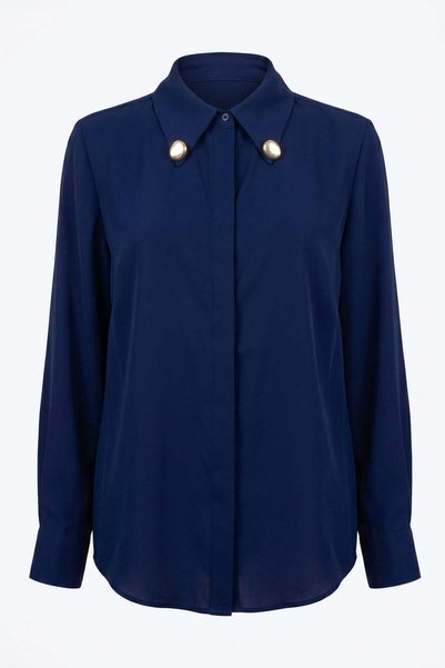 Sateen Lucy Shirt - Navy Blue