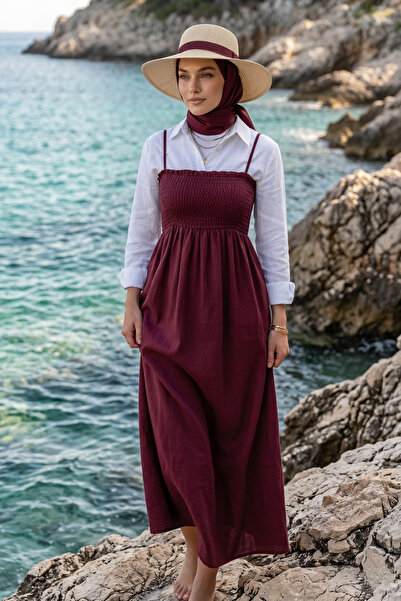 Zeneva Collection Βαμβακερό καλοκαιρινό φόρεμα με μακριά τιράντες χωρίς επένδυση