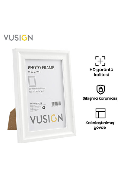 Vusign VS656-WH MDF Fotoğraf Çerçevesi 15x20 cm Beyaz Kabartmalı Çerçeve Masa...