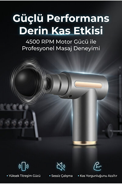 4 Berry Massage Gun Derin Doku Masaj Tabancası 4500 RPM Güçlü Motor Type-C Şa...