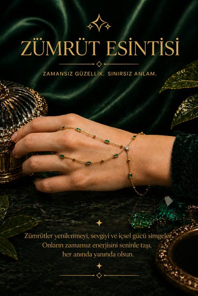 Gümüşistan 925 Ayar Gümüş Zümrüt Baget Taşlı Şahmeran Bileklik Yaz Takısı Yaz Hediyesi
