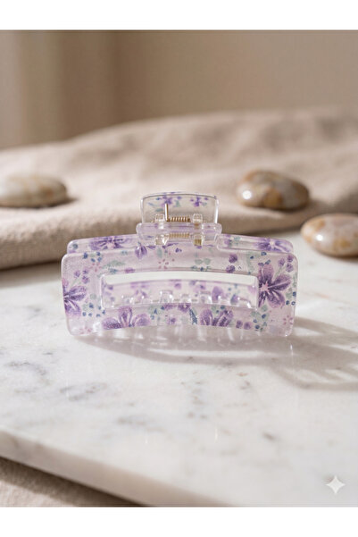 PABALAS Κλιπ μαλλιών με λουλουδάτο σχέδιο σε λιλά χρώμα – Πολυτελές ακρυλικό ...