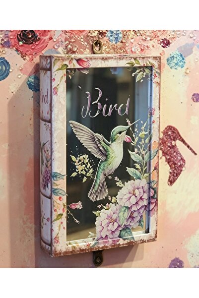 Le Atölye Kolibri Kuşu Desenli Aynalı Kitap Kutu Anahtarlık