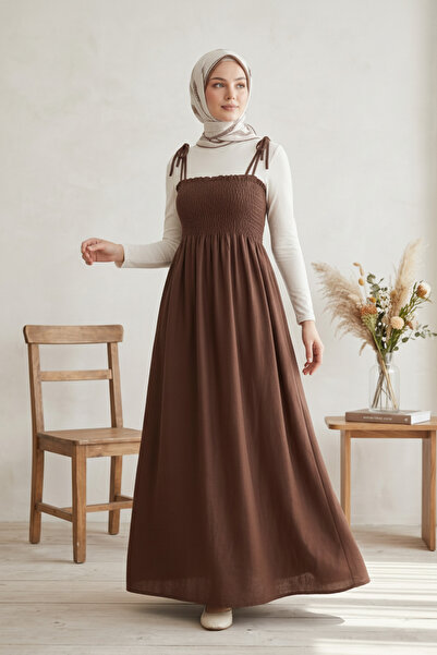 Zeneva Collection Βαμβακερό καλοκαιρινό φόρεμα με μακριά τιράντες χωρίς επένδυση