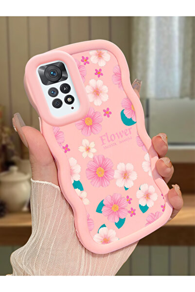 Hontinga Redmi Note 11 Pro 5G Uyumlu Darbeye Dayanıklı Basit Pembe Silikon Te...